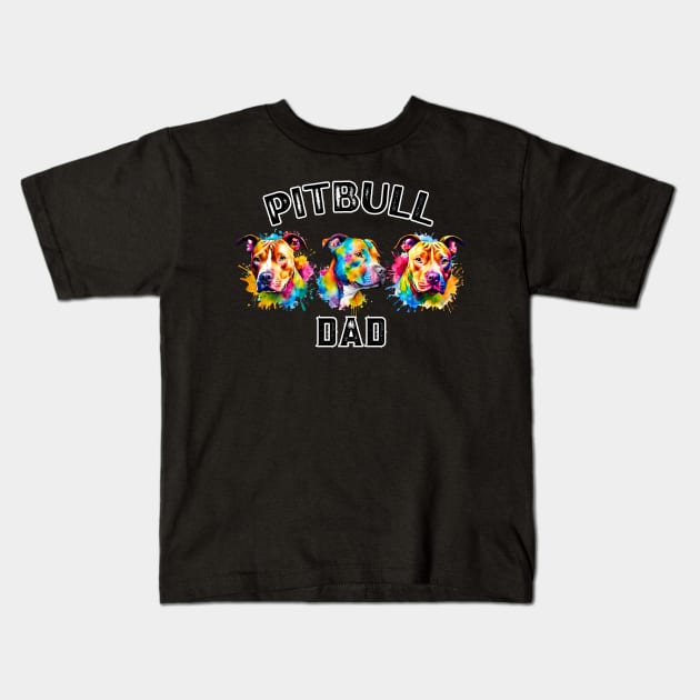 Pitbull Dad Watercolor Kids T-Shirt by Doodle and Things